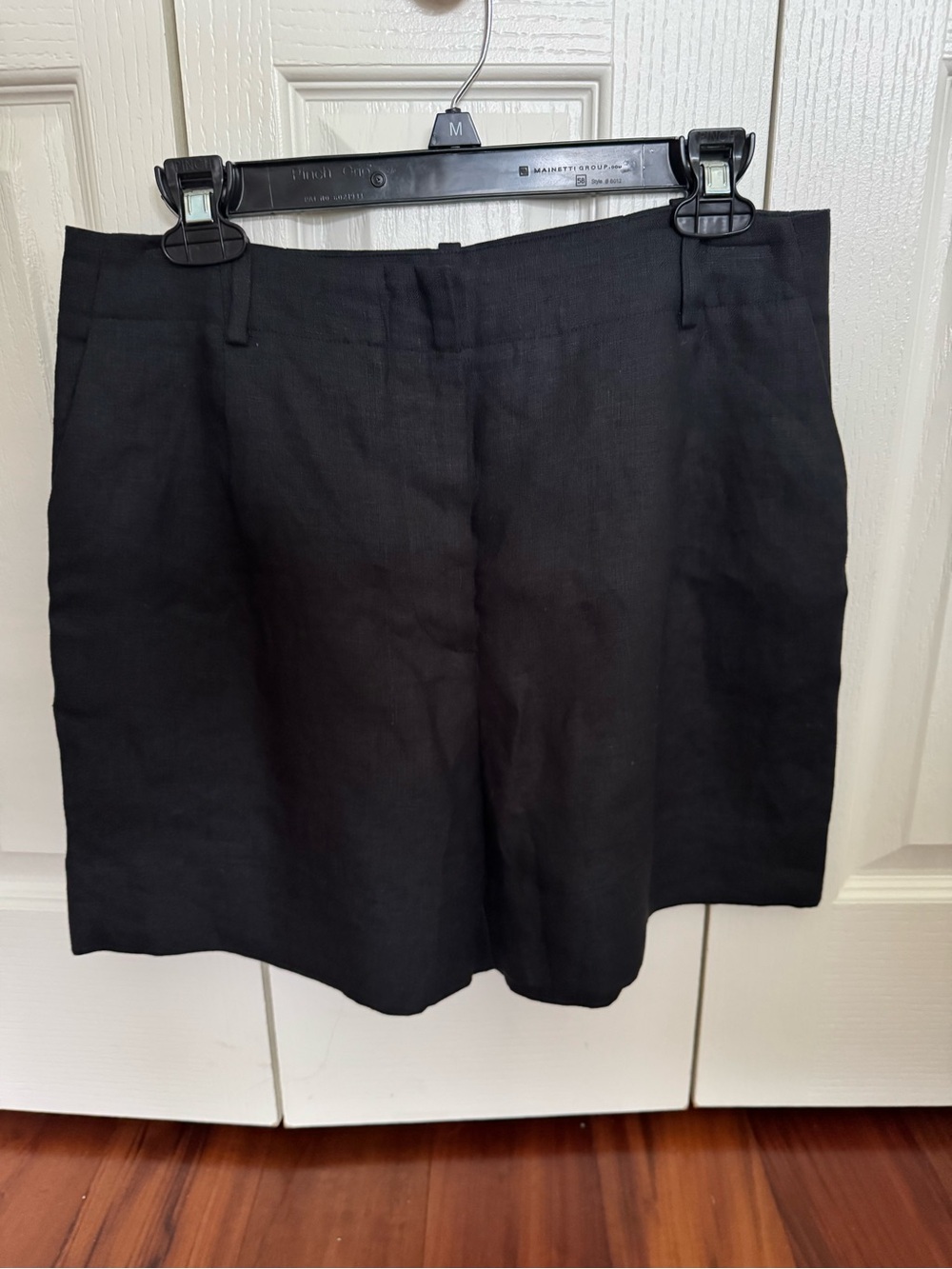 & Other Stories Black Tailored Linen High Rise Bermuda Shorts